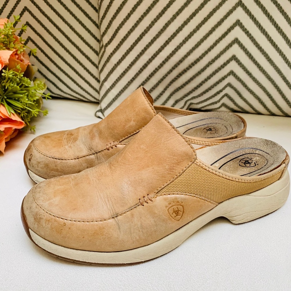 Ariat  Tan Leather Slip-on Clog